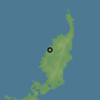 Shaded relief of the 60 km around Imeong, drawn from the GMTED2010 grid