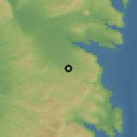 Shaded relief of the 56 km around Aba, drawn from the GMTED2010 grid