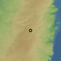 Shaded relief of the 56 km around Arţās, drawn from the GMTED2010 grid