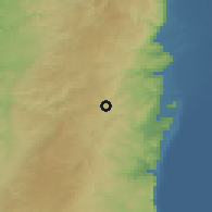 Shaded relief of the 56 km around as-Sawāh̨irah aš-Šarqiyah, drawn from the GMTED2010 grid