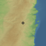 Shaded relief of the 56 km around aš-Šayẖ Sa'ad, drawn from the GMTED2010 grid