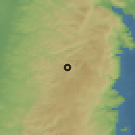 Shaded relief of the 56 km around 'Aţārah, drawn from the GMTED2010 grid