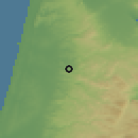 Shaded relief of the 56 km around 'Attīl, drawn from the GMTED2010 grid
