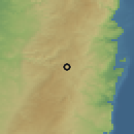 Shaded relief of the 56 km around 'Aydah, drawn from the GMTED2010 grid