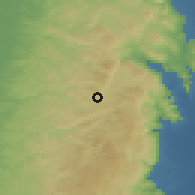 Shaded relief of the 56 km around 'Aynabūs, drawn from the GMTED2010 grid