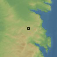 Shaded relief of the 56 km around az-Zabābidah, drawn from the GMTED2010 grid