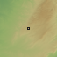 Shaded relief of the 56 km around az̨-Z̨āhirīyah, drawn from the GMTED2010 grid