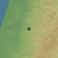 Shaded relief of the 56 km around az-Zāwiyah, drawn from the GMTED2010 grid