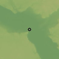 Shaded relief of the 57 km around Banī Zayd, drawn from the GMTED2010 grid