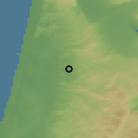 Shaded relief of the 56 km around Bāqah aš-Šarqiyah, drawn from the GMTED2010 grid