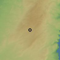 Shaded relief of the 56 km around Barţa'ah aš-Šarqiyah, drawn from the GMTED2010 grid
