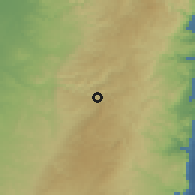 Shaded relief of the 56 km around Battīr, drawn from the GMTED2010 grid