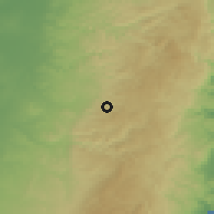 Shaded relief of the 56 km around Bayt 'Anān, drawn from the GMTED2010 grid