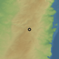Shaded relief of the 56 km around Bayt Jālā, drawn from the GMTED2010 grid