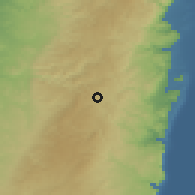 Shaded relief of the 56 km around Bayt Lah̨m, drawn from the GMTED2010 grid