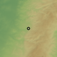 Shaded relief of the 56 km around Bayt Liqyā, drawn from the GMTED2010 grid