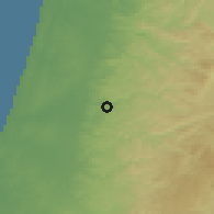 Shaded relief of the 56 km around Beit Amin, drawn from the GMTED2010 grid