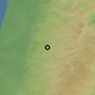 Shaded relief of the 56 km around Biddyā, drawn from the GMTED2010 grid