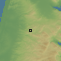 Shaded relief of the 56 km around Al 'Attara, drawn from the GMTED2010 grid