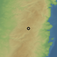Shaded relief of the 56 km around Bīr Nabālā, drawn from the GMTED2010 grid