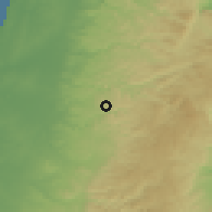 Shaded relief of the 56 km around Dayr Abū Maš'al, drawn from the GMTED2010 grid