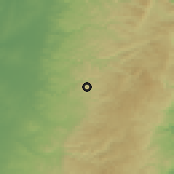 Shaded relief of the 56 km around Dayr 'Ammār, drawn from the GMTED2010 grid