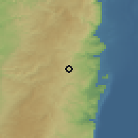 Shaded relief of the 56 km around al-'Ayzariyah, drawn from the GMTED2010 grid