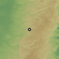Shaded relief of the 56 km around Dayr Ibzig, drawn from the GMTED2010 grid