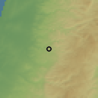 Shaded relief of the 56 km around Dayr Qadīs, drawn from the GMTED2010 grid