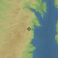 Shaded relief of the 56 km around Dūmā, drawn from the GMTED2010 grid