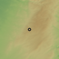 Shaded relief of the 56 km around Dūrā, drawn from the GMTED2010 grid