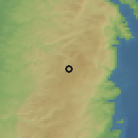 Shaded relief of the 56 km around Dūrā al-Qar', drawn from the GMTED2010 grid
