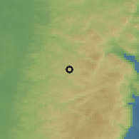 Shaded relief of the 56 km around Far'ata, drawn from the GMTED2010 grid