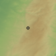 Shaded relief of the 56 km around H̱ārās, drawn from the GMTED2010 grid