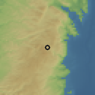 Shaded relief of the 56 km around H̨irbat Abū Falāh̨, drawn from the GMTED2010 grid