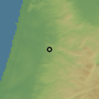 Shaded relief of the 56 km around Iktābā, drawn from the GMTED2010 grid