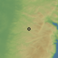 Shaded relief of the 56 km around Immātīn, drawn from the GMTED2010 grid
