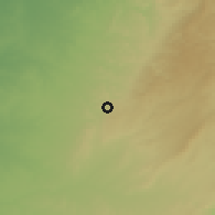 Shaded relief of the 56 km around al-Burj, drawn from the GMTED2010 grid