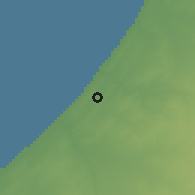 Shaded relief of the 56 km around Jabaliya, drawn from the GMTED2010 grid