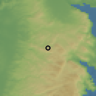 Shaded relief of the 56 km around al-Fandaqūmiyah, drawn from the GMTED2010 grid
