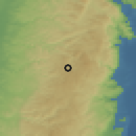 Shaded relief of the 56 km around Jifna, drawn from the GMTED2010 grid