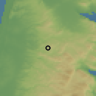 Shaded relief of the 56 km around Kafr Rā'ī, drawn from the GMTED2010 grid