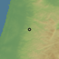 Shaded relief of the 56 km around Kafr Sur, drawn from the GMTED2010 grid