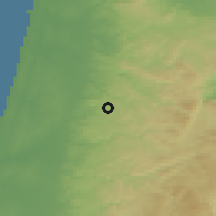 Shaded relief of the 56 km around Kafr Zibad, drawn from the GMTED2010 grid