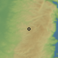 Shaded relief of the 56 km around Kawbar, drawn from the GMTED2010 grid