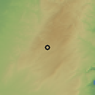 Shaded relief of the 56 km around al-Fawwār, drawn from the GMTED2010 grid