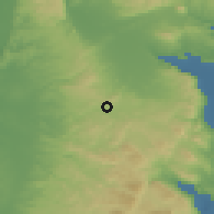 Shaded relief of the 56 km around Kufayrit, drawn from the GMTED2010 grid