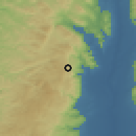 Shaded relief of the 56 km around Majdal Banī Fād̨il, drawn from the GMTED2010 grid
