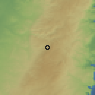 Shaded relief of the 56 km around Nahhālīn, drawn from the GMTED2010 grid