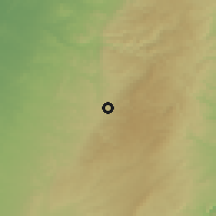 Shaded relief of the 56 km around Nūbā, drawn from the GMTED2010 grid